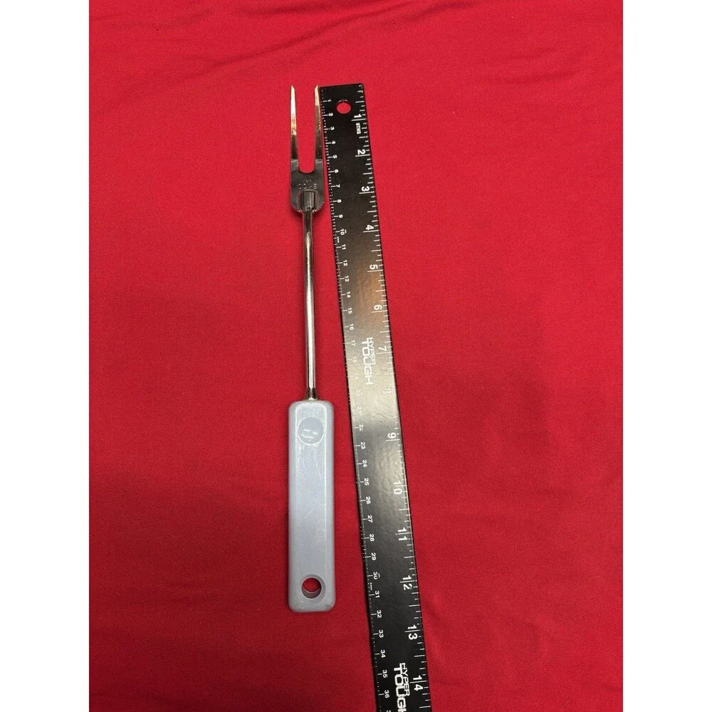 Vintage EKCO 2-Prong Meat Carving Fork USA Chromium Plated White Handle 12.5”
